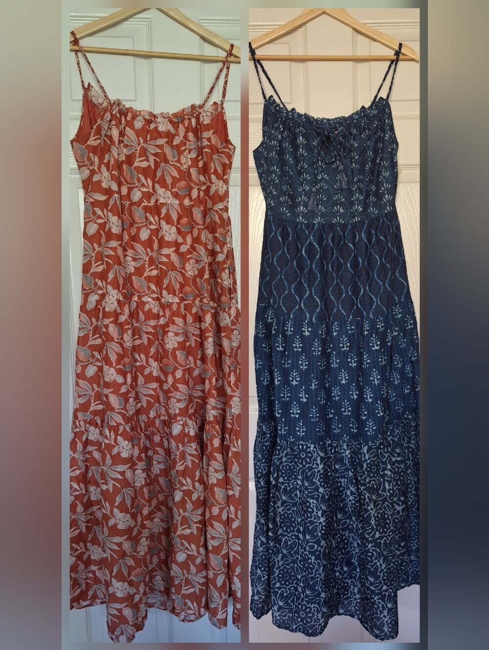 NWT Faherty Sun Chaser Maxi Dress Bundle Set of 2 Peach Blue Floral Silk XS